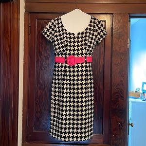 Etcetera Hounds Tooth Black and Cream Dress, Size 2